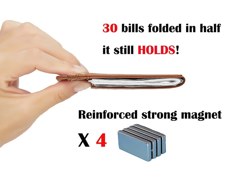 Travelambo Money Clip Front Pocket Wallet Slim Minimalist Wallet RFID Blocking (Matte Deep Brown) - Image 4